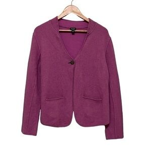 EILEEN FISHER  single button unlined short jacket, soft wool/cotton blend